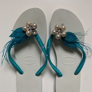 NWOT CUSTOM HAVAIANAS SLIM WEDDING FLIP FLOPS